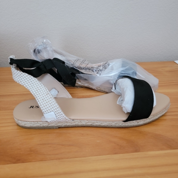 JustFab, Flat sandals, Black and Raffia, Size, 10 - Picture 6 of 6